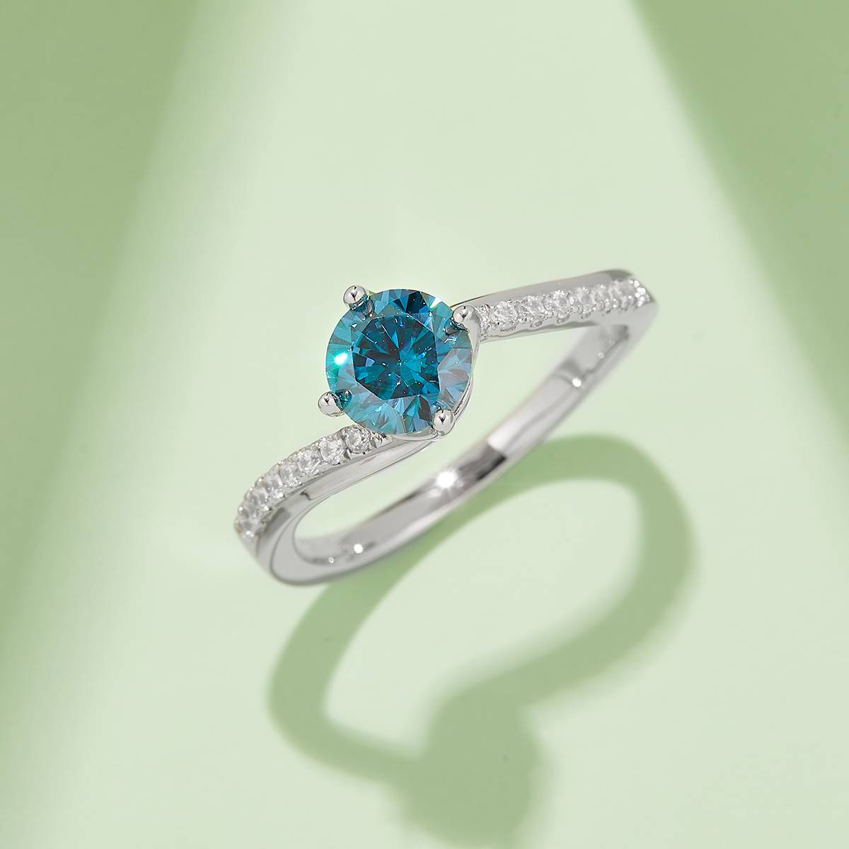 Joyful Embrace S925 Silver Plated Platinum Moissanite Women's Ring 1 Carat D-Class